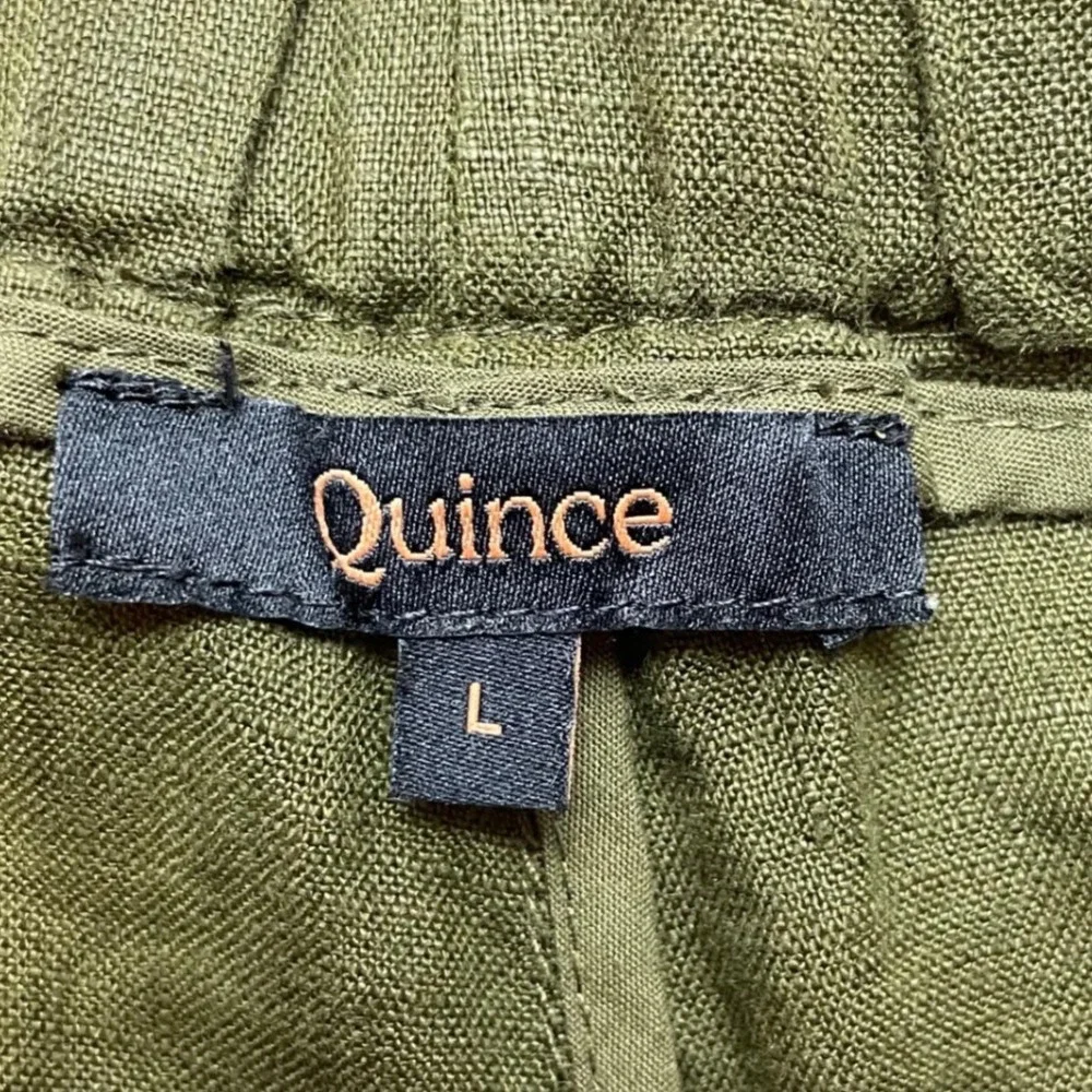 Quince Womens European Linen Pants Sz L Olive Green High Rise Cropped Relaxed